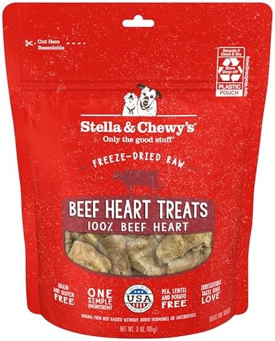 Stella & Chewy's Freeze-Dried Raw Single Ingredient Beef Heart Treats, 3 oz. Bag
