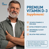 Dr. Tobias Vitamin D3 5000 IU, Essential for Healthy Bones, Teeth, and Immune System, Extra Strength Vitamin D Supplement, Non-GMO, 90 Capsules, 90 Servings
