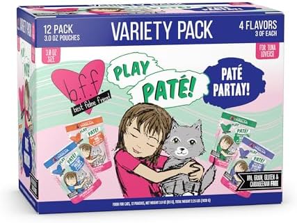 Weruva B.F.F. Play - Best Feline Friend Paté Lovers, Aw Yeah!, Paté Partay! Variety Pack, 3oz Pouch (Pack of 12)