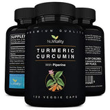 Turmeric Curcumin with Black Pepper Extract (Piperine) - 120 Veggie Tumeric Capsules - Premium 95% Standardized Curcuminoids - Best Absorption & Potency - Joint Support Supplement