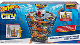 Hot Wheels City Mega Garage Playset with Corkscrew Elevator & Storage for 60+ Cars, Includes 1 1:64 Scale Vehicle, Gift for Kids 4 Years Old & Up, HFH03