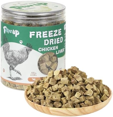 Freeze Dried Chicken Liver Pet Treats, High Protein Freeze-Dried Pet Food for Dogs, Cats, Fresh Ingredient Snacks, 4.6 oz, Rawhide Free&Grain Free