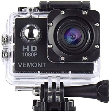 VEMONT Action Camera, 1080P 12MP Sports Camera Full HD 2.0 Inch Action Cam 30m/98ft Underwater Waterproof Snorkel surf Camera with Wide-Angle Lens and Mounting Accessories Kit