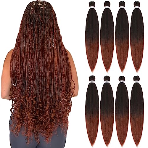 Alrence Pre Stretched Braiding Hair Long Braid 30 Inch 8 Packs Professional Braiding Hair Extensions Synthetic Crochet Twist Braids (30 Inch,T1B/350)