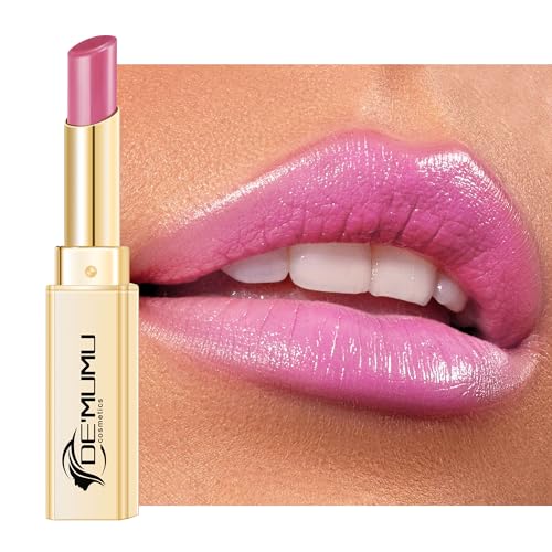 DE'MUMU Pink Lipstick for Women Hydrate Glossy Lipstick Moisture Lip Gloss Sheer-Medium Coverage Long Lasting Lipsticks for Dry Lips, DM104 Smoky Pink