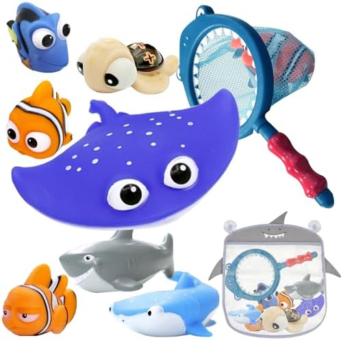 Finding Dory Nemo Bath Toys for Kids No Hole Mold Free Bath Toys for Toddlers with Storage Bag for Bath Shower Birthday Gifts Summer Beach Pool Activity, Perfect for Children's Day Present