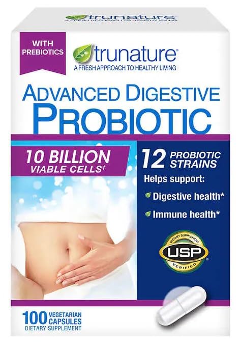 Tru Nature Advanced Digestive Probiotic 100 Capsules in 1-Pack