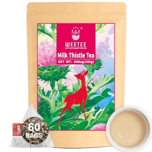 WT WEETEE Milk Thistle Tea Bags, Made with 100% Pure Milk Thistle Seeds, Natural Caffeine-free Herbal Tea Detox Tea 3g x 60 Counts