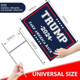 Trump Yard Signs 2024, 24x18In Trump Yard Signs Double-Sided Take America Back Foldable Campaign Signs With H-Stakes Placard Voted For Trump Triggering Outdoor Garden Lawn Parade Handheld Rally Decor