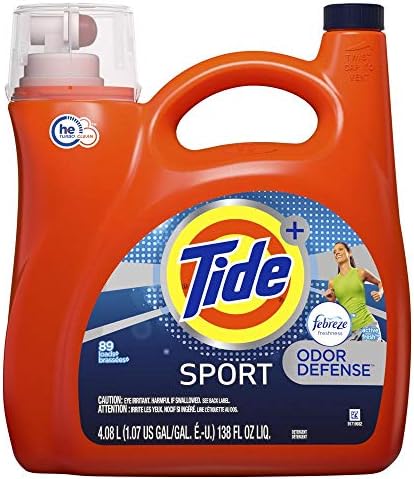 Tide Plus Febreze Fresh Sport Odor Defense HE Turbo Clean Liquid Laundry Detergent, Active Fresh Scent (89 Loads), 138 Fl Oz - Packaging May Vary