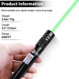 Cowjag Long Range Green Laser Pointer, 2000 Metres Laser Pointer High Power Pen, Green Lazer Pointer Rechargeable for Hiking, Cat Laser Toy USB Charge(Green Light)