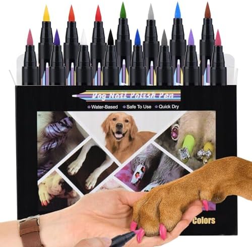 15 Colors Dog Nail Polish Pens Quick Dry, Pet Nail Polish Set for Dogs DIY Dogs Puppy Nails, Dog Safe Nail Polish Non Toxic, Odorless, Easy to Apply