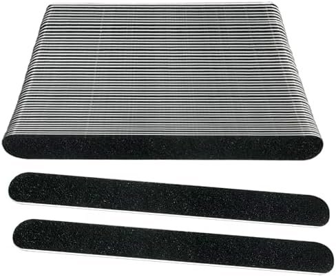 Emery Board Nail Files (50 Pack), 100/180 Grit Wooden Nail File for Natural Nails, 7 Inches Emory Filers Manicure Tool Set Disposable Nail File for Home Salon Black