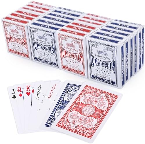 LotFancy Playing Cards, 24 Decks of Cards Bulk, Poker Size Standard Index, 12 Blue and 12 Red, for Blackjack, Euchre, Canasta Card Game, Casino Grade Poker Cards