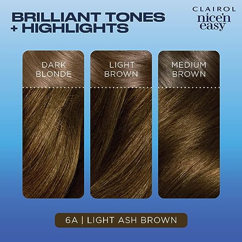 Clairol Nice'n Easy Permanent Hair Dye, 6A Light Ash Brown Hair Color, Pack of 3