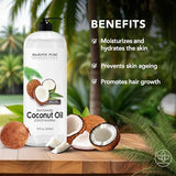 MAJESTIC PURE Fractionated Coconut Oil | Relaxing Massage Oil for Massage Therapy | Liquid Coconut Oil for Diluting Essential Oils | Coconut Oil for Skin, Lip, Body, Hair Oil, Moisturizer | 16 fl oz