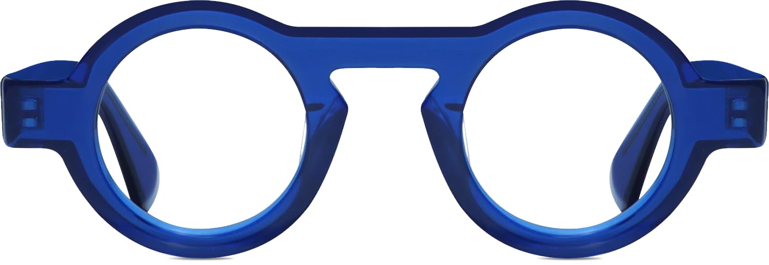 Round Reading Glasses (2.0 x) For Women/Men With Blue Light Blocking Protection,Flexible Spring Hinge Blue Blockers Computer Readers Anti Glare Bluelight Filter Eye Strain Eyeglasses,Blue