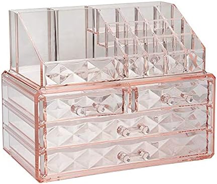 ZHIAI Stackable cosmetic organizer with drawers, easy to organize cosmetic products accessories Suitable for vanity, toilet, bathroom and bedroom organization and storage