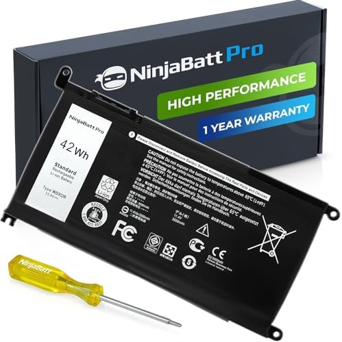 NinjaBatt 1000+ Charge Cycles Battery for Dell WDX0R YRDD6 (Except 5580) P69G FW8KR Inspiron 13-17 5000/7000, 7573 7378 5567 7579 5767 5379 5579 5584 7569 5368 7368 7278 7375 5770 5378 - [42Wh/11.4v]