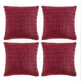 Fancy Homi 4 Packs Burgundy Decorative Throw Pillow Covers 18x18 Inch for Living Room Couch Bed, Holiday Christmas Home Decor Gift, Soft Plush Corduroy Cute Accent Square Cushion Case 45x45 cm