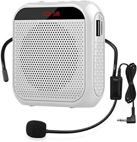 Portable Voice Amplifier with Wired Microphone Headset Rechargeable PA System Speaker Personal Microphone Speech Amplifier Power Amplifiers Loudspeaker for Teachers/Meeting/Tour Guide (White)