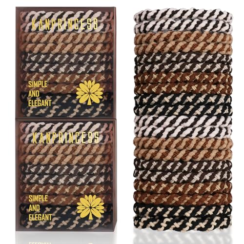 20Pcs Hair Ties For Thick Hair, Strong Stretchy Hair Bands For Women Girls, No Slip Braided Hair Ties No Damage, Ponytail Holders-Exceptionally Secure with Gentle Hold (Set 4)