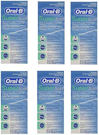 Oral-B Super Floss Mint Dental Floss for Braces Bridges - 50 Strips (Pack of 6)