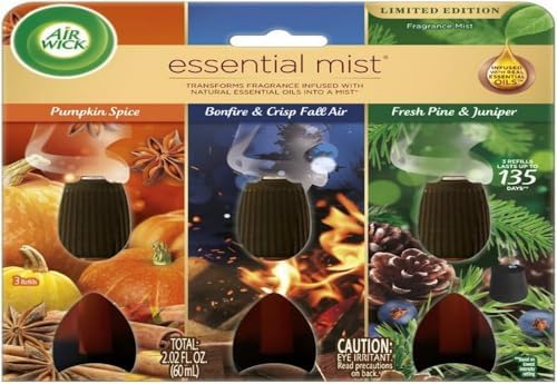 Air Wick Essential Mist – Triple Refill Multi-fragrance Pack Fall, 3 Refills