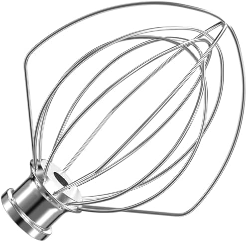K5A Stainless Steel 6-Wire Whip Attachment for KitchenAid Bowl-Lift Mixer 5 Quart Bowl, Stainless Steel Whisk Replacement for Kitchen Aid Mixer, Dishwasher Safe, Egg Heavy Cream Beater.
