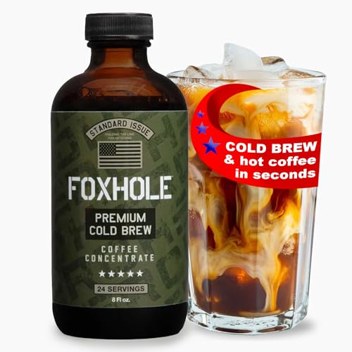 Hero Company Foxhole Cold Brew Coffee Concentrate - Low Acid Liquid Cold Brew Concentrate for Instant Iced Coffee and Hot Drinks