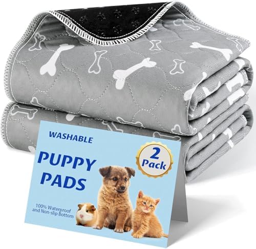 Reusable Puppy Pads , 2Pack Washable Pee Pads for Dogs, Super Absorbent Leakproof Dog Training Pads, Non-Slip Potty Pads for Floor, Crate, Couch, Whelping Pads Litter Mat Pet Supplies-24”x36”