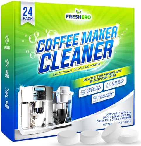 Coffee Maker Cleaner & Descaler Tablets - 24 Pack, Descaling and Cleaning Tablets for Coffee Pot & Machines-Compatible with Breville, Nespresso, Delonghi, Keurig, Philips, Ninja, and espresso machine