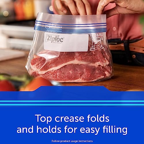 Ziploc Gallon Food Storage Freezer Bags, Stay Open Design with Stand-Up Bottom, Easy to Fill, 120 Bags Total