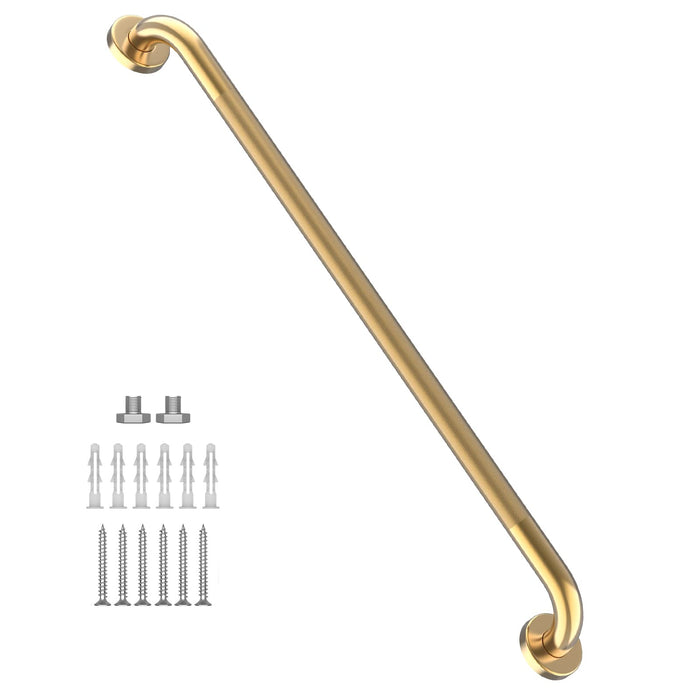 36 Inch Anti Slip Shower Grab Gold, Munzong Bathroom Grab Bar, Knurled Bathroom Balance Bar,Safety Hand Rail Support Handicap Elderly Injury Senior Assist Bath Handle