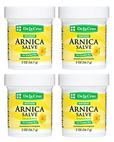 De La Cruz Arnica Salve, Foot Cream for Dry and Cracked Feet and Moisturizing Hand Salve for Dry Hands, 24 Hour Moisture for Dry and Rough Skin - (2 Ounces - 4 Jars)