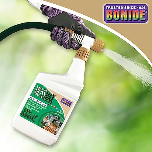 Bonide MossMax, 32 oz Ready-to-Spray Control for Algae, Moss and Lichens, Outdoor Home and Garden Use, Nonstaining Formula