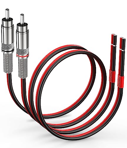Pixelman 14AWG 6Ft RCA to Speaker Wire Adapter, 2-Pack, Red & Black, Male-to-Male, Compatible with Audio & Video Devices