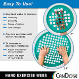 CanDo Hand Exercise Webs for Physical Therapy, Grip Strengthening, and Hand, Finger, Wrist Resistance Workouts, Portable Size, Low Powder, 14" Diameter, Multi-Resistance: Light/Heavy