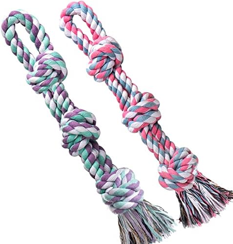 UPSKY Dog Rope Toys 2 Nearly Indestructible Dog Toys, Dog Toy for Medium to Large Breed, Dental Cleaning Chew Toys, Dog Tug Toy for Boredom, Dog Teething Toys, Dog Rope Toy for Aggressive Chewers