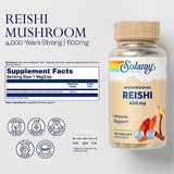 SOLARAY Reishi Mushroom 600mg - Reishi Mushroom Capsules for Immune Support - Vegan, Lab Verified - 60-Day Money-Back Guarantee - 100 Servings, 100 VegCaps
