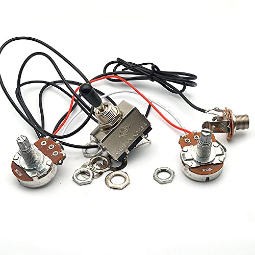 SAPHUE Electric Guitar Wiring Harness Prewired Two Pickup 500K Big Pots 3 Way Toggle Switch for LP Electric Guitarra