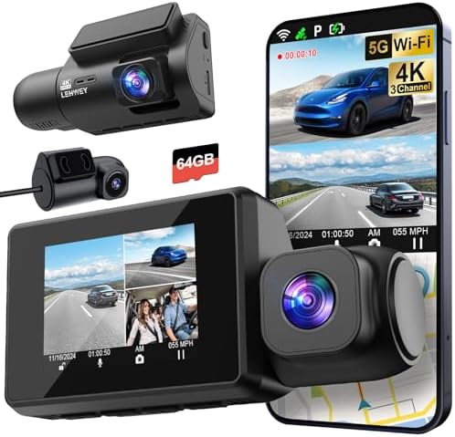 Dash Cam Front and Rear 4K Dash Camera for Cars Dashcam with WiFi GPS 64GB Card Car Camera Night Vision G-Sensor Parking Mode Loop Recording