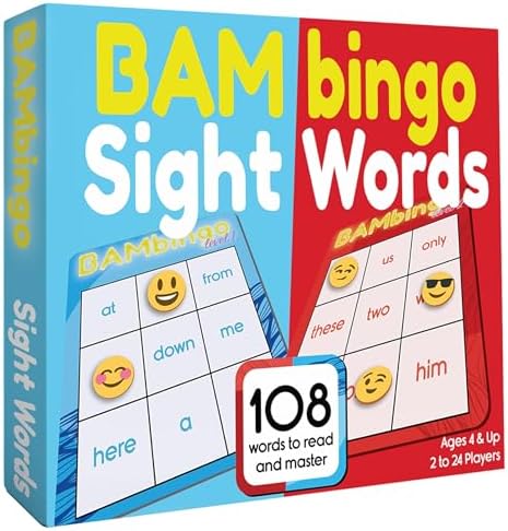 Sight Word Bingo Game Level 1 and 2 - Learn to Read Vocabulary for Kindergarten 1st Grade - Dolch's Fry's Words Lists
