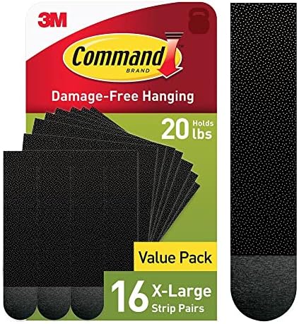 Command 20 lb XL Heavyweight Picture Hanging Strips 16 Pairs (32 Command Strips), Damage Free Hanging Picture Hangers, Heavy Duty Wall Hanging Strips for Home Decor, Black Adhesive Strips