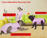 Wabdhally Dog Surgery Recovery Suit,Surgical Suit for Large Female Dogs,Soft Combed Cotton,Striped Pink Zipper Onesie XL