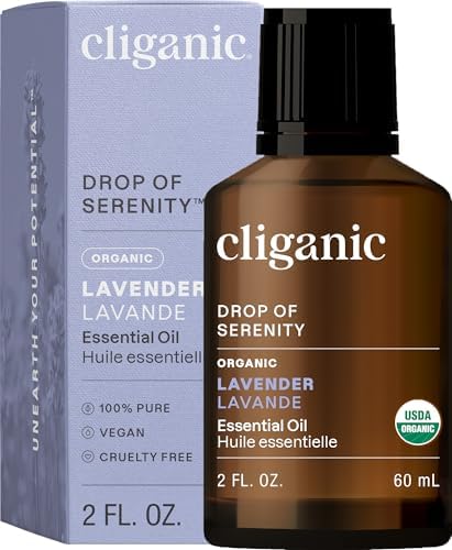 Cliganic Organic Lavender Essential Oil - 100% Pure Natural for Aromatherapy Diffuser | Non-GMO Verified (Packaging May Vary)