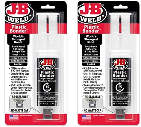 J-B Weld Plastic Bonder Black 25ml Syringe - 2 Pack (50139-2), 25 ml - 2 Pack