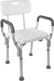 Vaunn Shower Chair Bath Seat with Padded Arms, Removable Back and Adjustable Legs for Bathtub Safety and Supports Weight up to 350 lbs