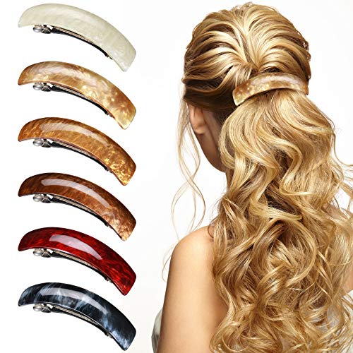 WILLBOND 6 Pcs Hair Barrettes for Women Hair Clips Womens Accessories Large French Pin Retro Clasp, 6 Colors(Classic Pattern)