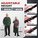 BeneCane Walking Cane for Women Folding Cane for Men with Two Led Lights Quad Cane with Stable Base Lightweight and Adjustable Walking Stick